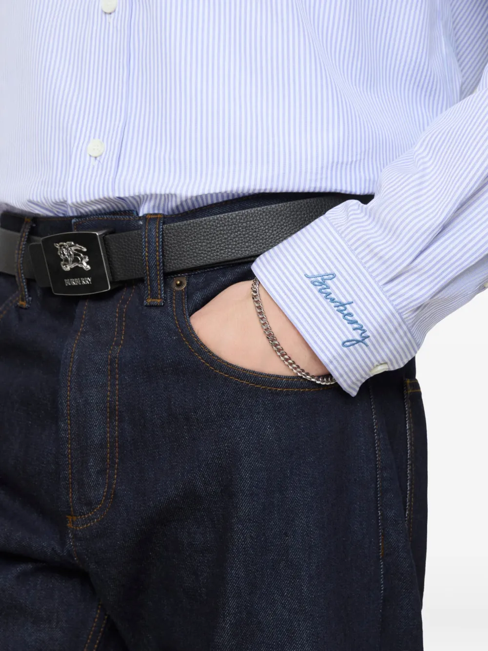 Burberry Regular-fit gestreept katoenen popeline overhemd Blauw