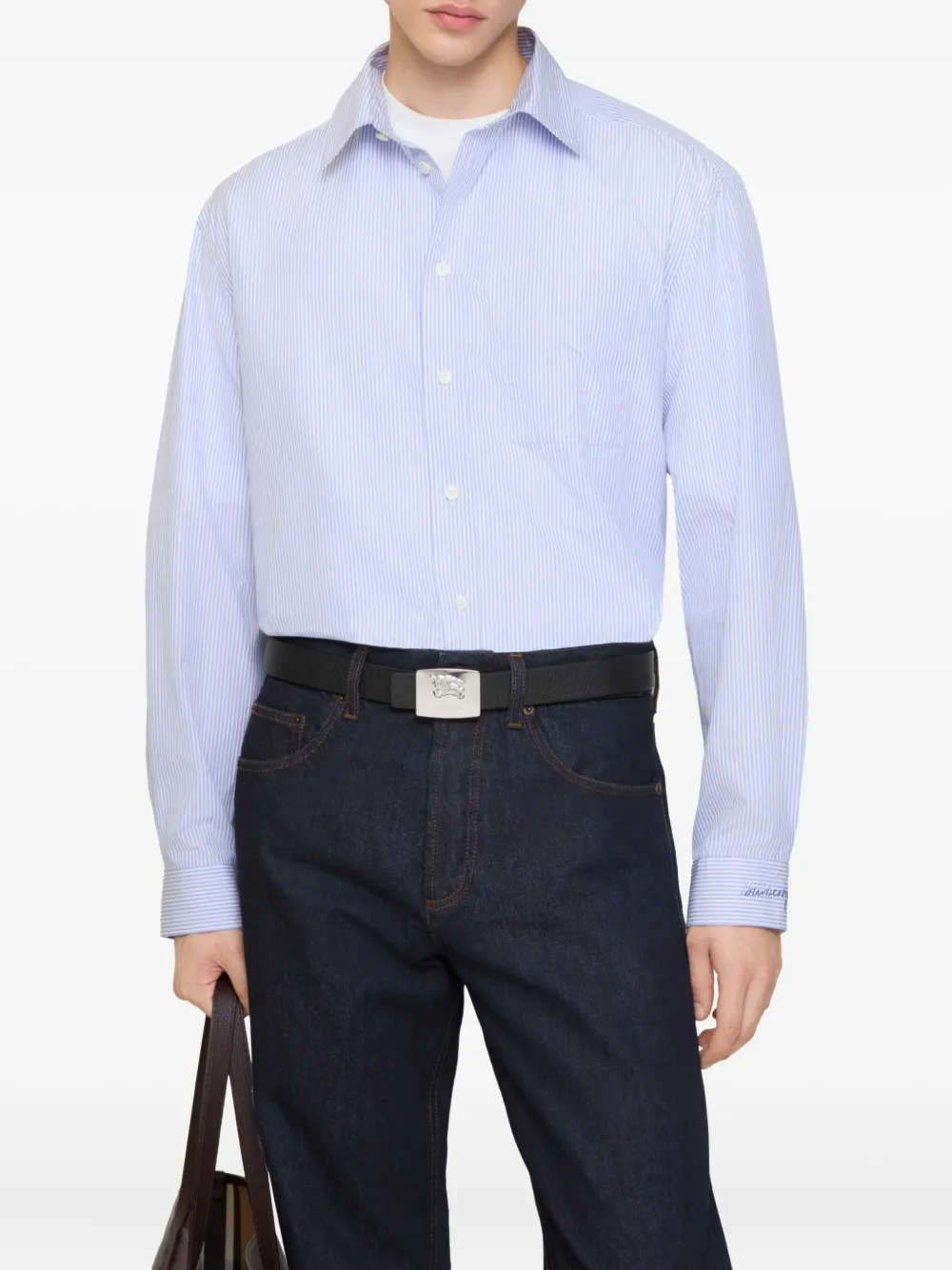 Burberry Overhemd met geborduurd logo - Blauw