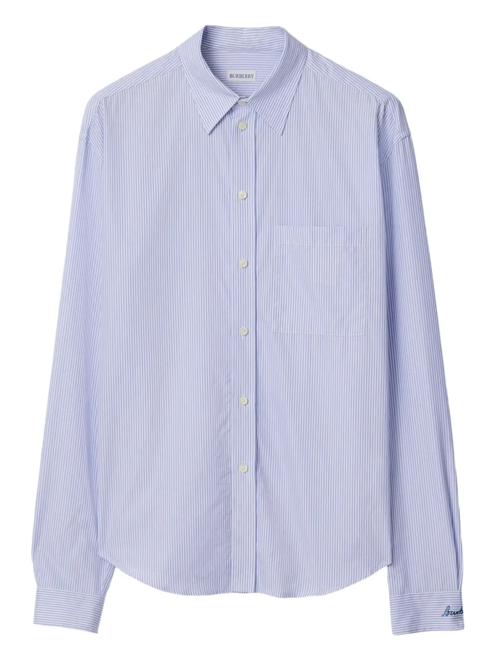 Burberry Camicia a righe con ricamo - Blu