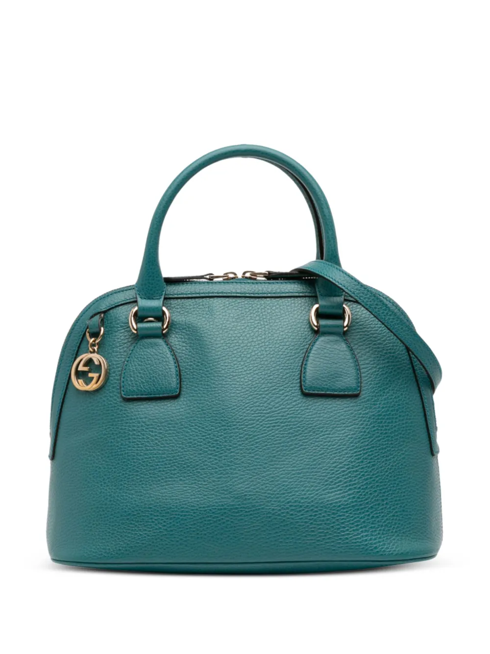 Pre-owned Gucci 2016-2025 Small Dollar Calfskin Gg Charm Dome Satchel In Blue