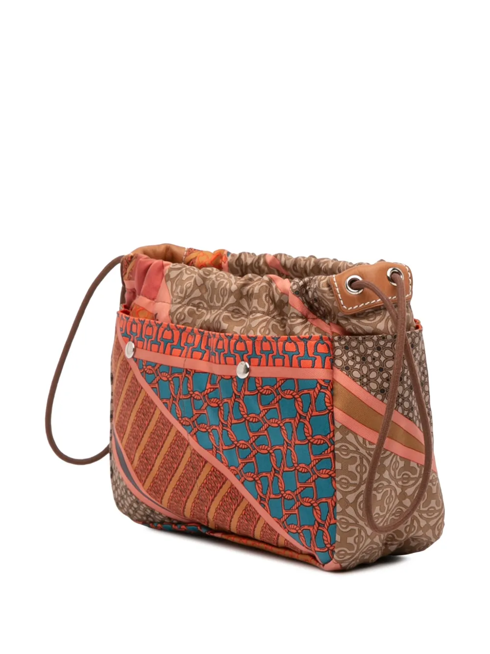Pre-owned Hermes 2014 Silk Carre En Cravates Fourbi 20 Insert Pouch In Brown