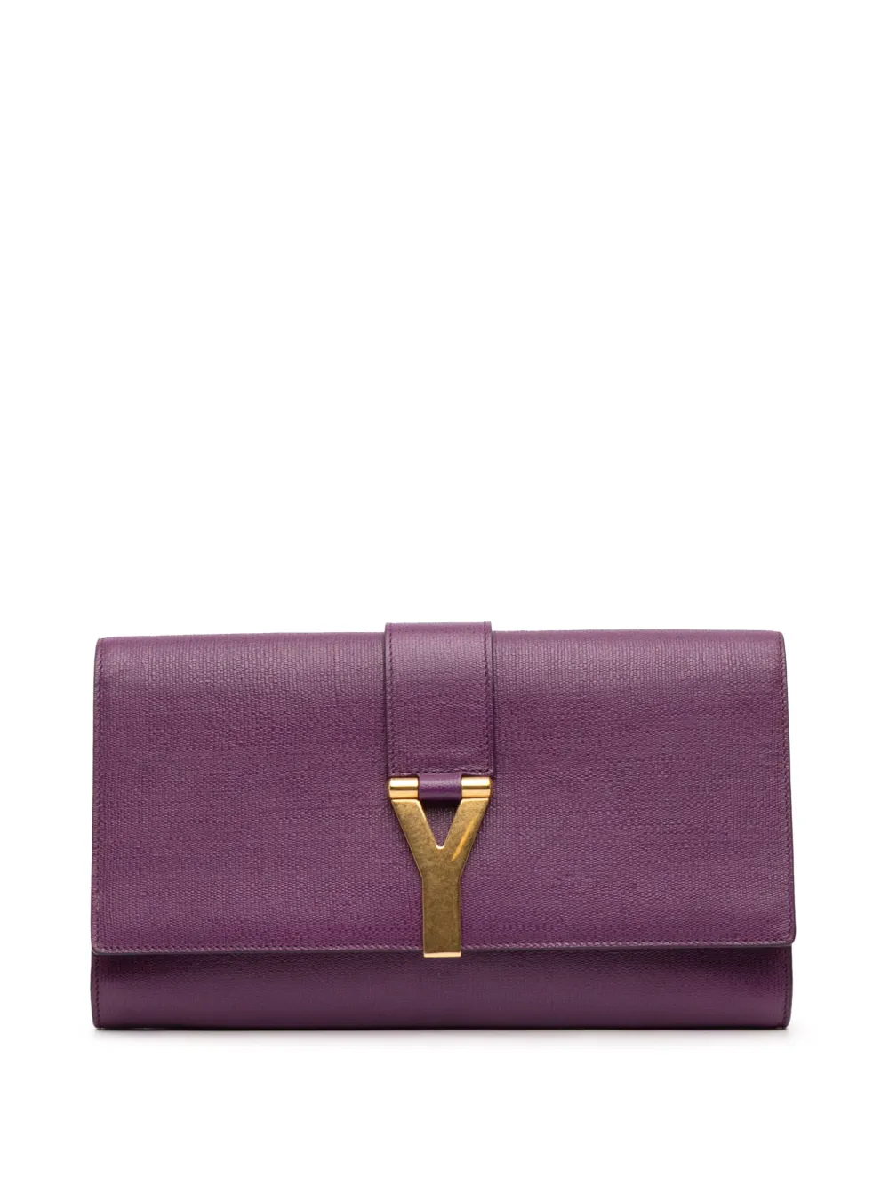 Saint Laurent Pre-Owned 2000-2012 Textured Leather Chyc Ligne clutch bag | Purple | Image 1