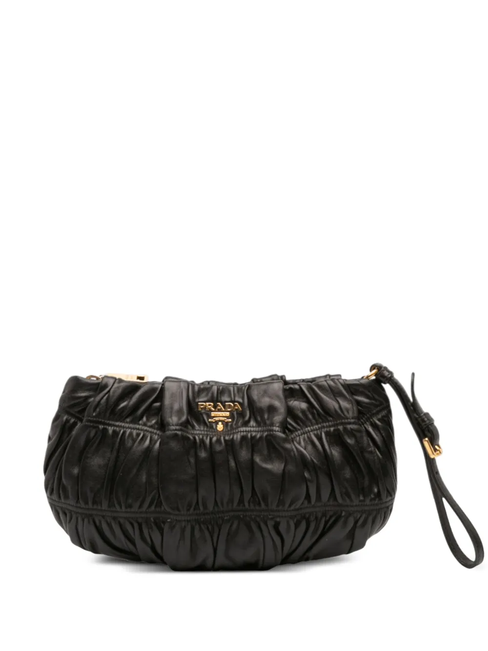 Prada Pre-Owned 2021-2025 Nappa Gaufre Wristlet clutch bag - ブラック Prada Pre-Owned 2021-2025 Nappa Gaufre Wristlet clutch bag - ブラック