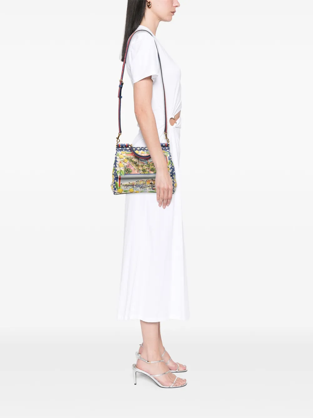 Pre-owned Dolce & Gabbana 2010-2025 Medium Printed Leather Cannes Miss Sicily Satchel In Multi