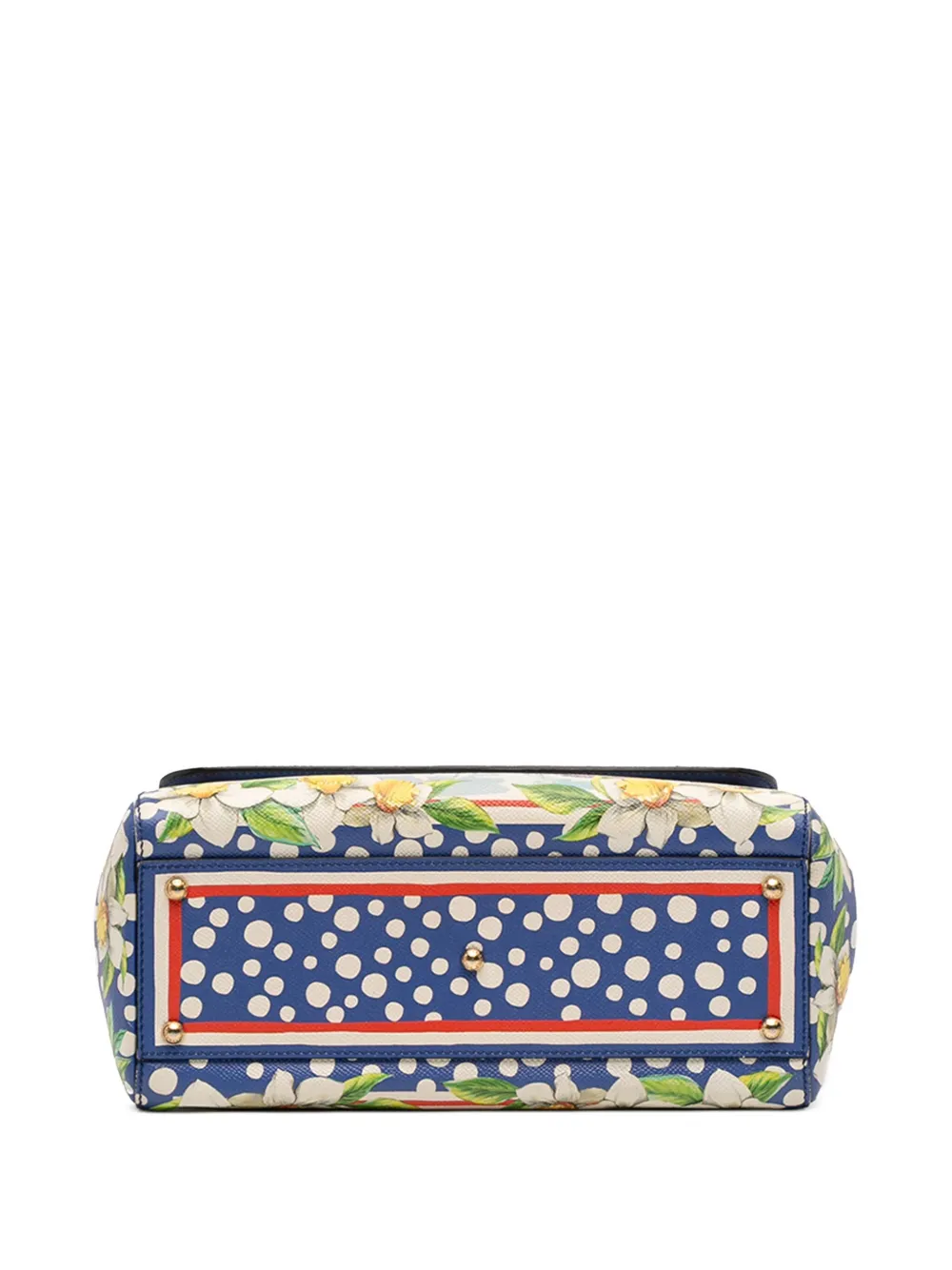 Pre-owned Dolce & Gabbana 2010-2025 Medium Printed Leather Cannes Miss Sicily Satchel In Multi