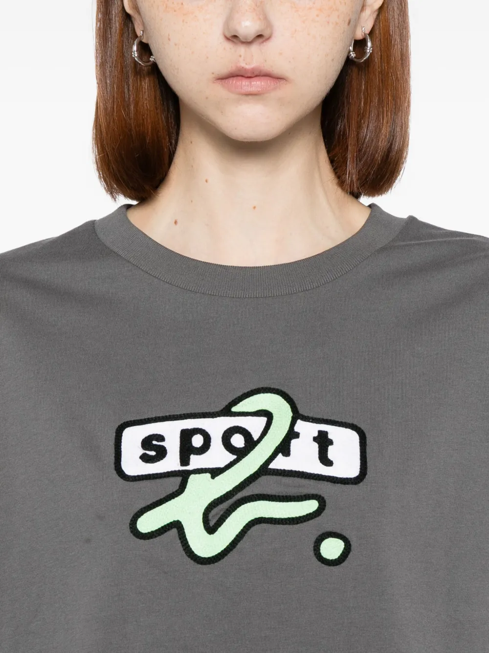 Sport B. By Agnès B. Logo-embroidered T-shirt In Gray