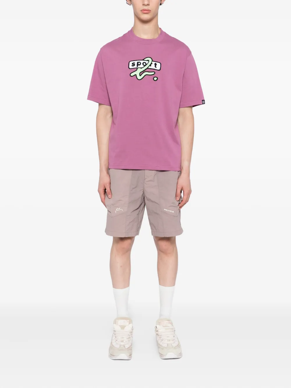 SPORT b. by agnès b. logo-embroidered T-shirt - Roze