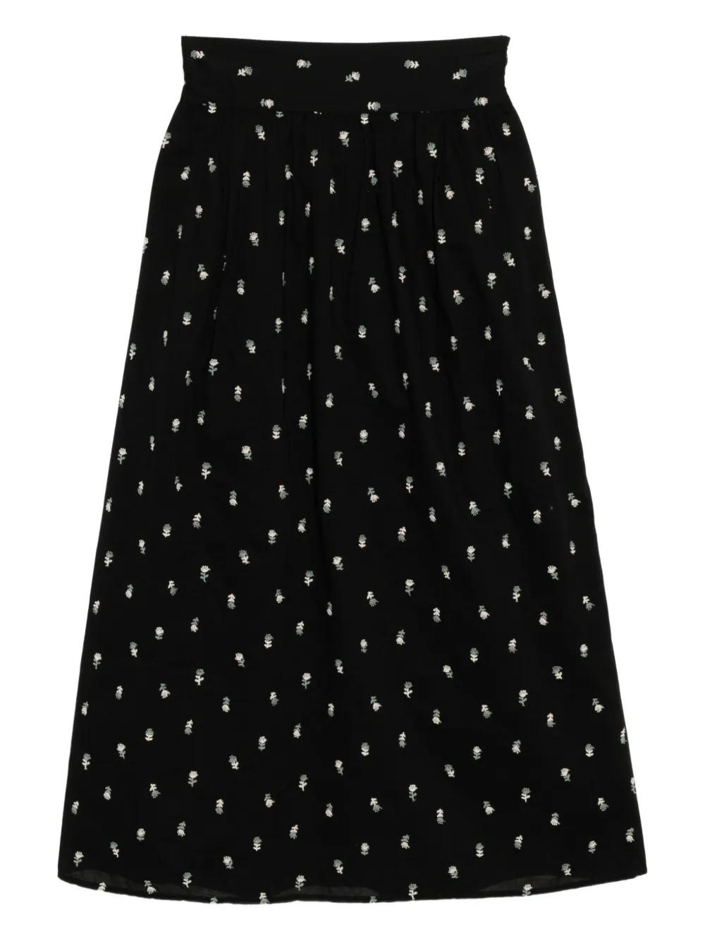 To B. By Agnès B. Floral-embroidered Skirt In Black