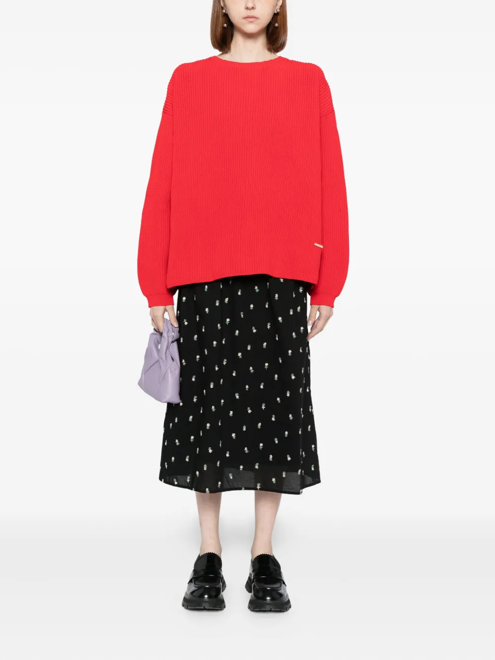 To B. By Agnès B. Floral-embroidered Skirt In Black