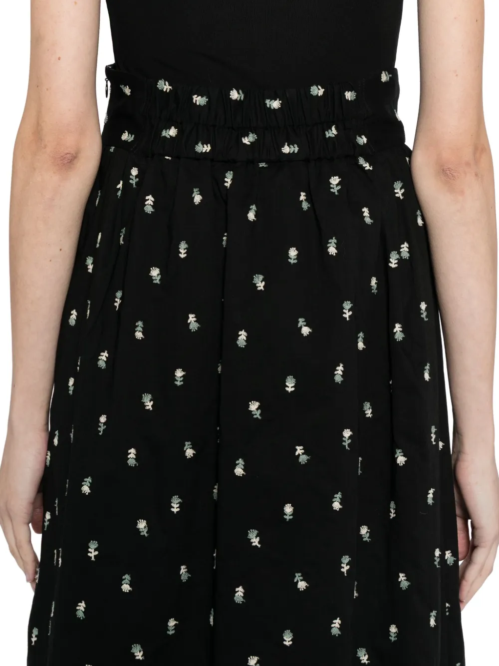 To B. By Agnès B. Floral-embroidered Skirt In Black