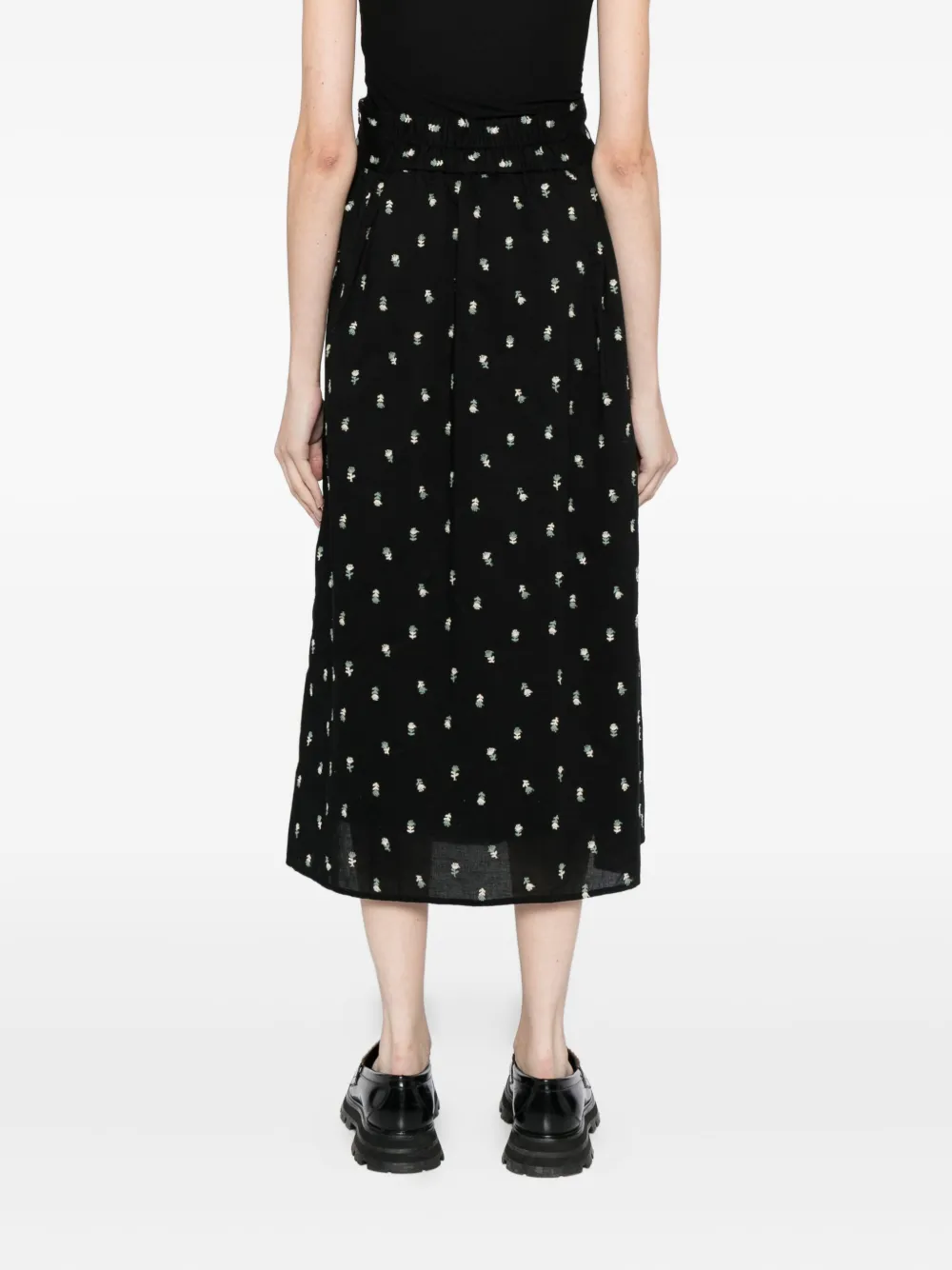 To B. By Agnès B. Floral-embroidered Skirt In Black