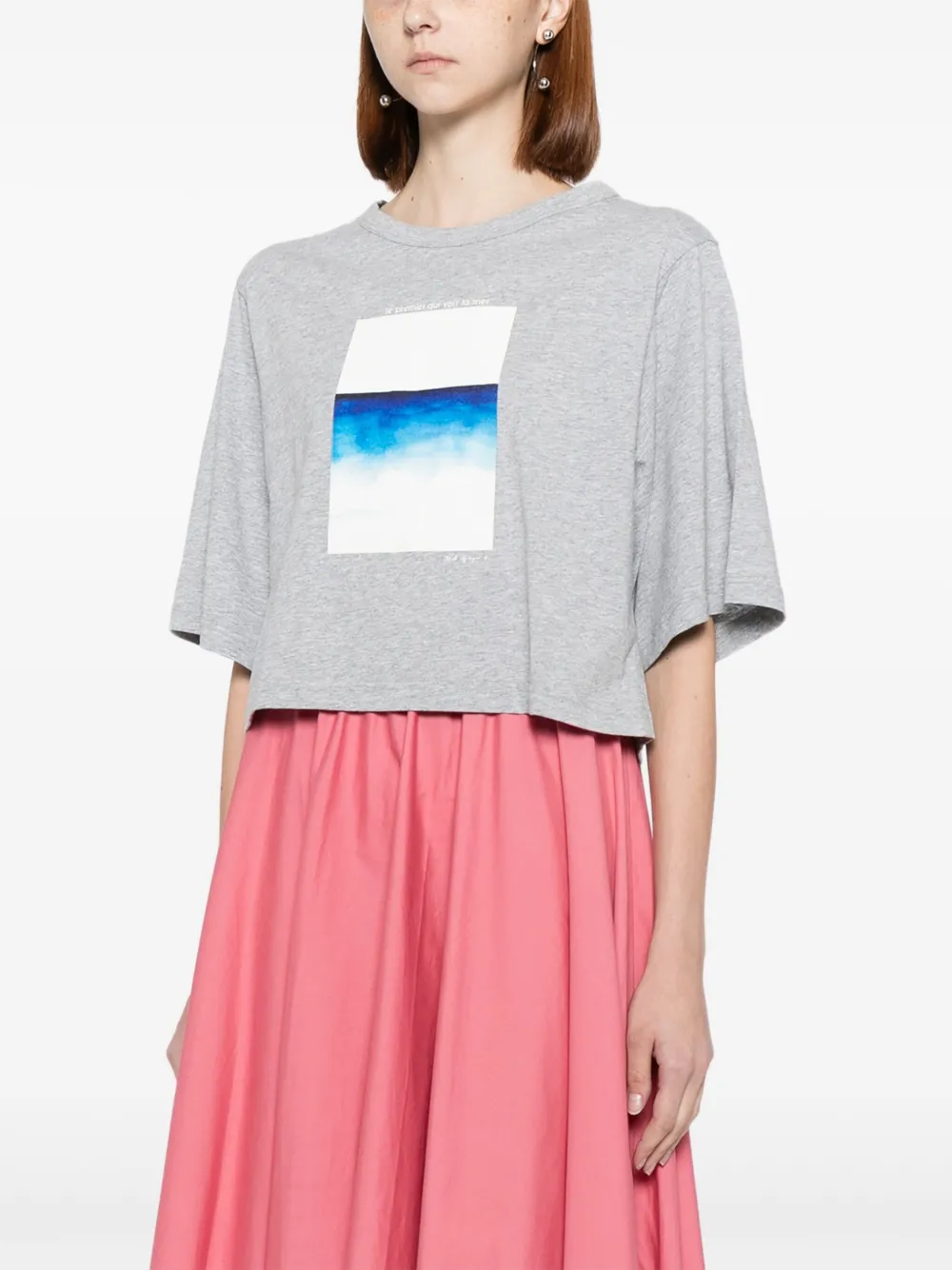 To b. by agnès b. T-shirt met zeeprint Grijs