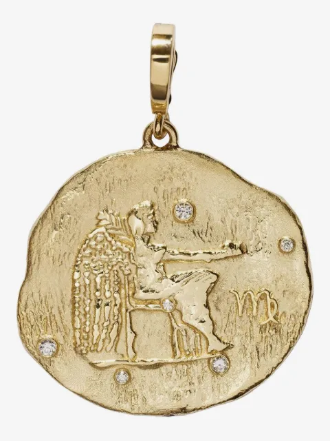 Azlee 18kt geelgouden Of The Stars Virgo bedel met diamant