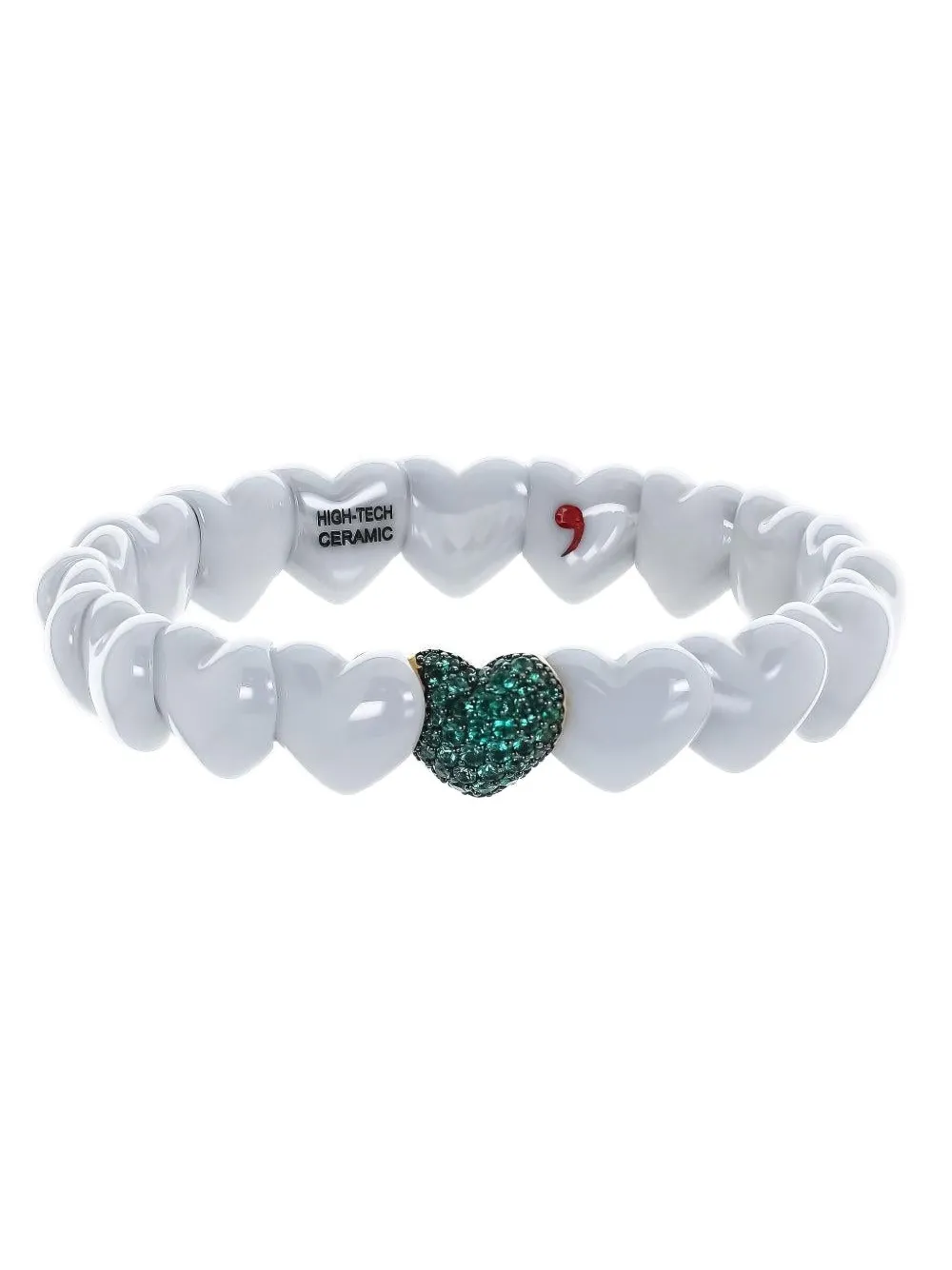 Roberto Demeglio Emerald Heart-shape Stretch Bracelet In White