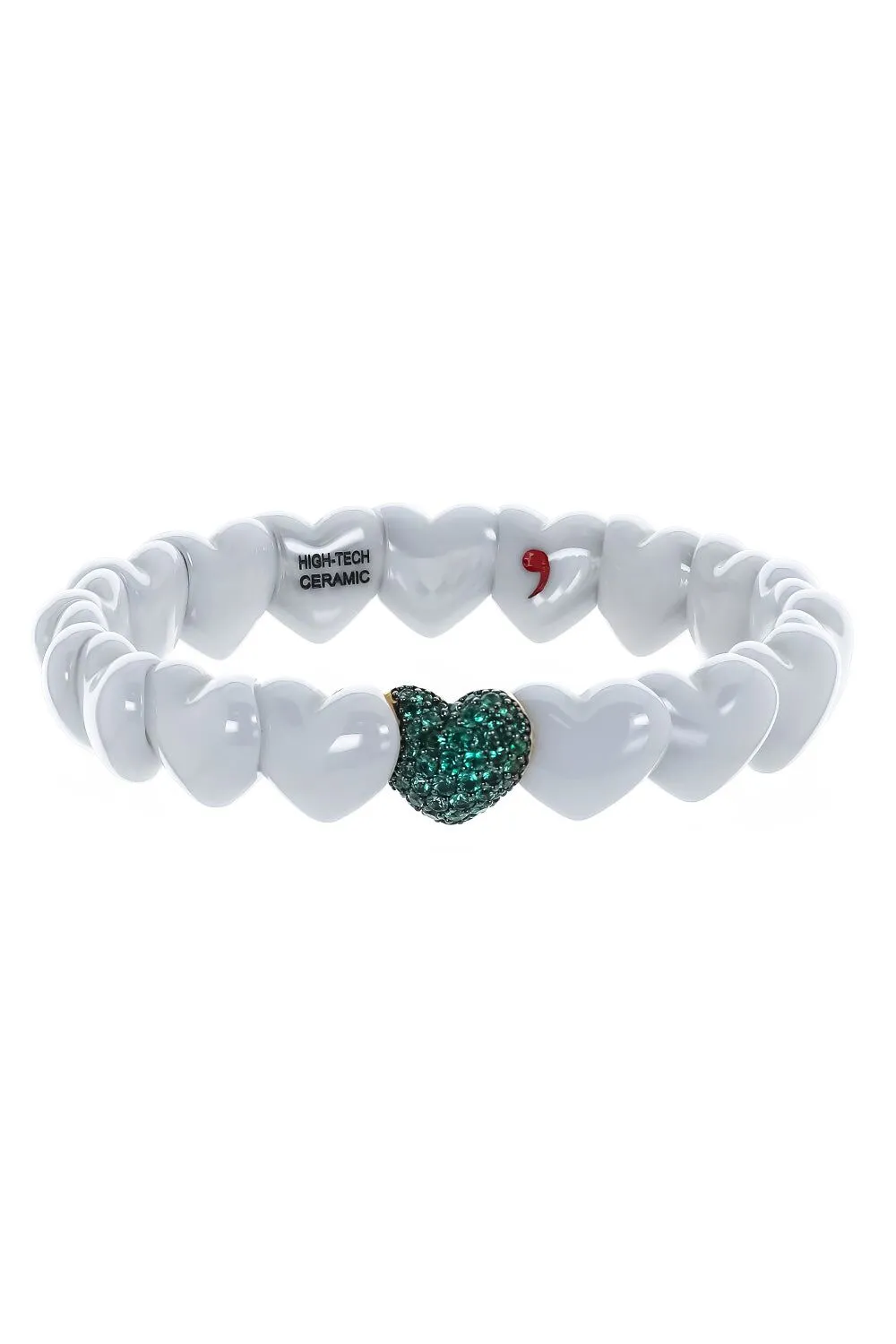 Roberto Demeglio Emerald Heart-shape Stretch Bracelet In White