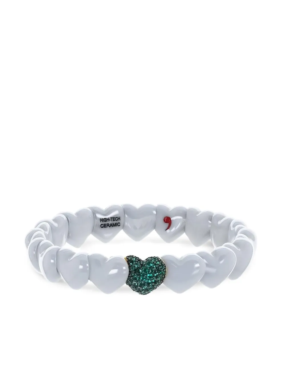 Roberto Demeglio emerald heart-shape stretch bracelet - Goud