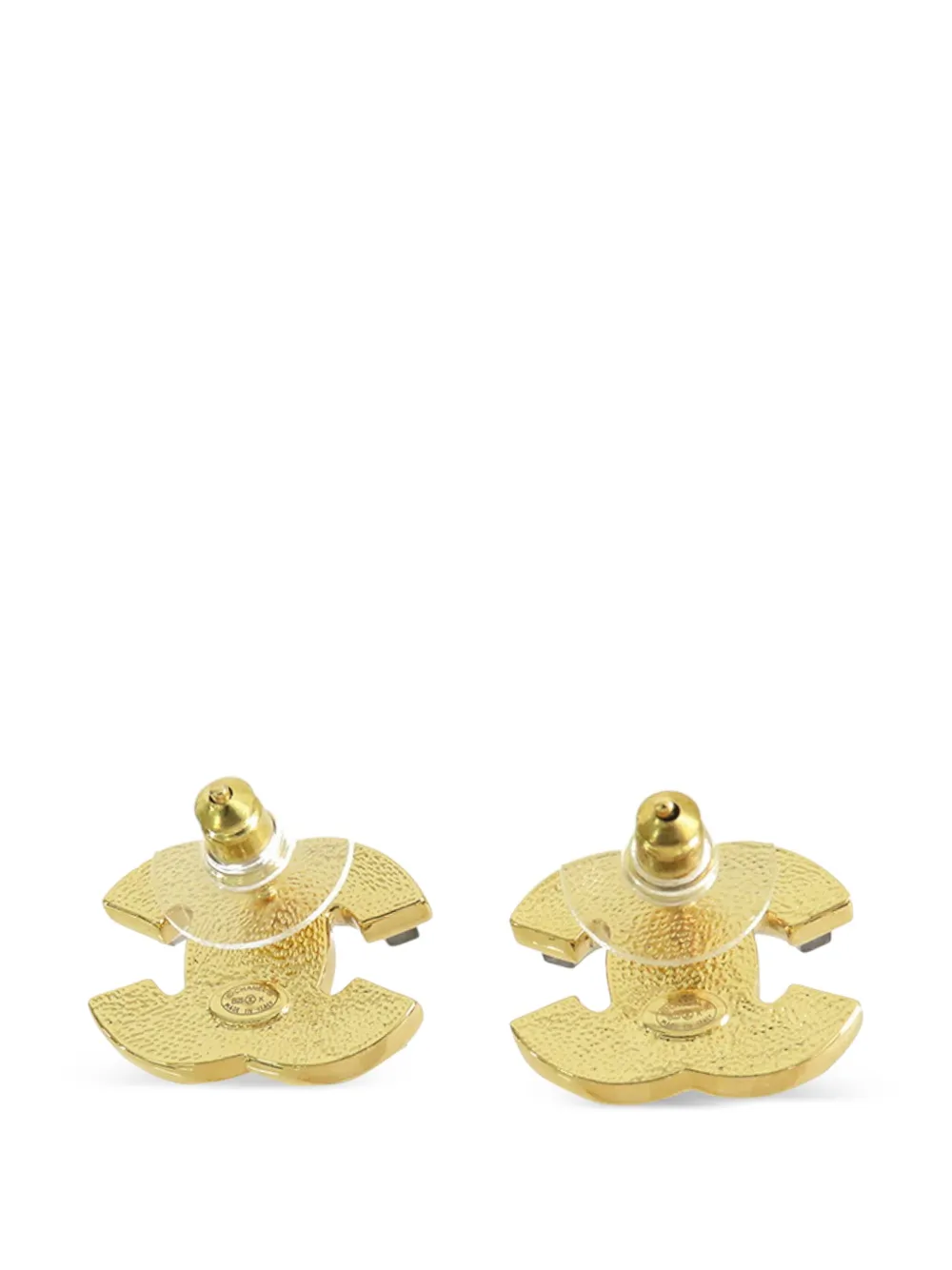 CHANEL Pre-Owned aretes esmaltados con cierre de presión con logo CC bañadps en oro 2023 | Image 2