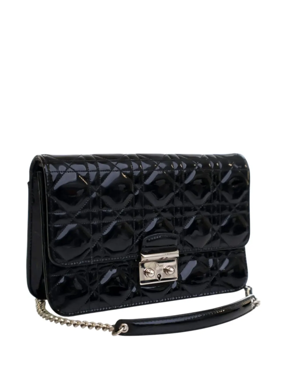 Pre-owned Dior 2015 Patent Cannage Miss  Promenade Crossbody Bag In Black