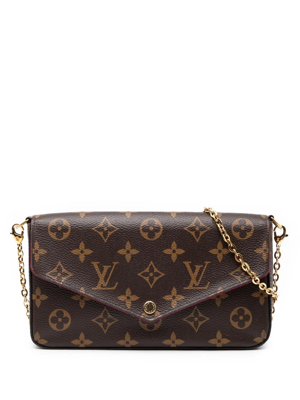 Pre-owned Louis Vuitton 2016 Monogram Pochette Felicie Crossbody Bag In Brown
