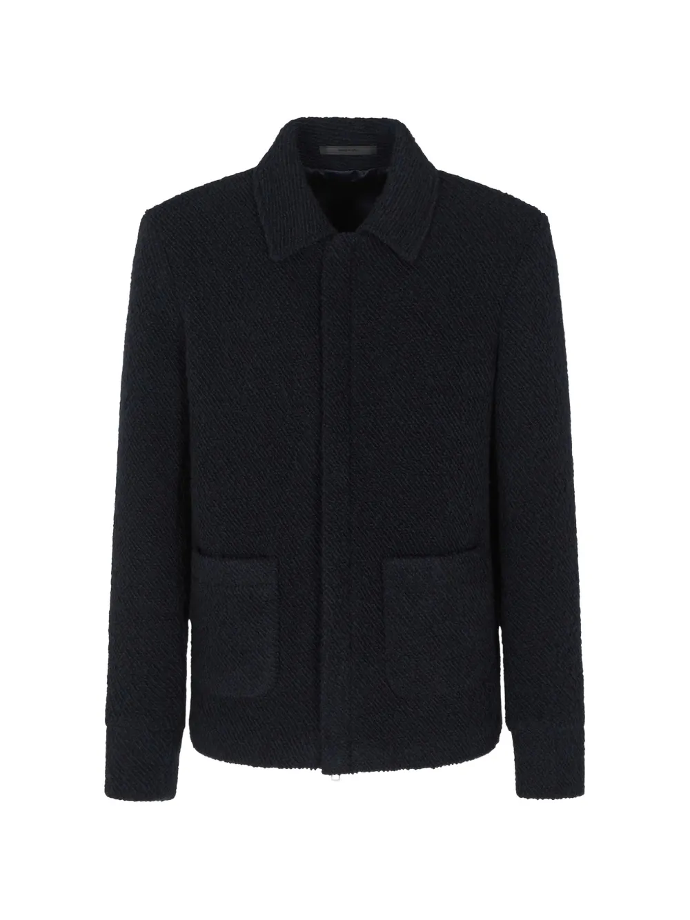 Giorgio Armani textured zip-up single breasted coat - Nero