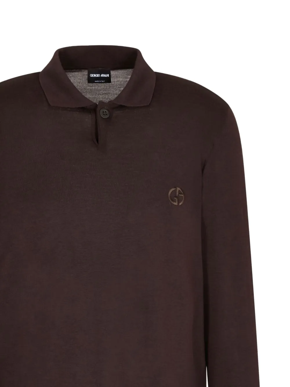 Giorgio Armani logo-embroidered polo shirt - Bruin