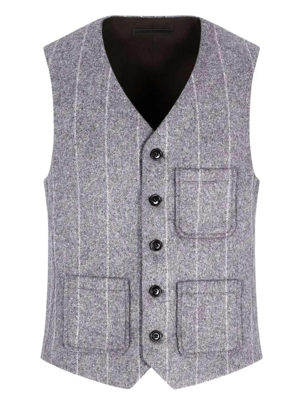 Giorgio Armani striped single-breasted coat | Grey | Image 1