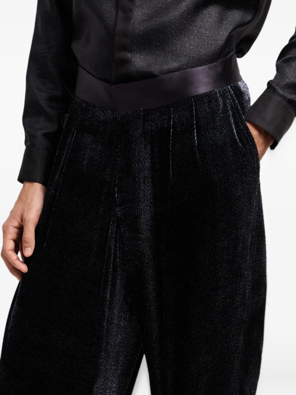 Giorgio Armani Glanzende geplooide broek Zwart