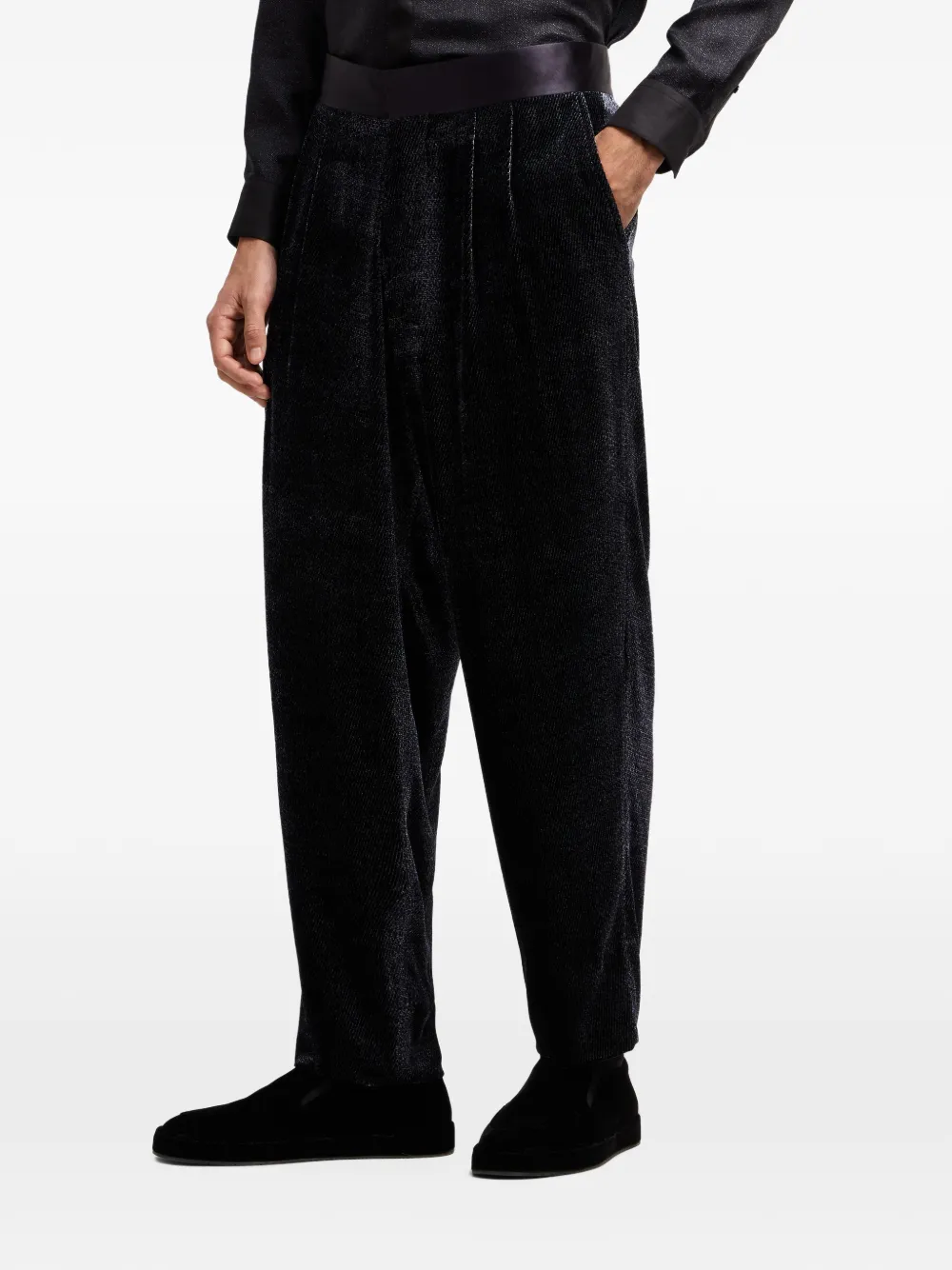 Giorgio Armani Glanzende geplooide broek Zwart