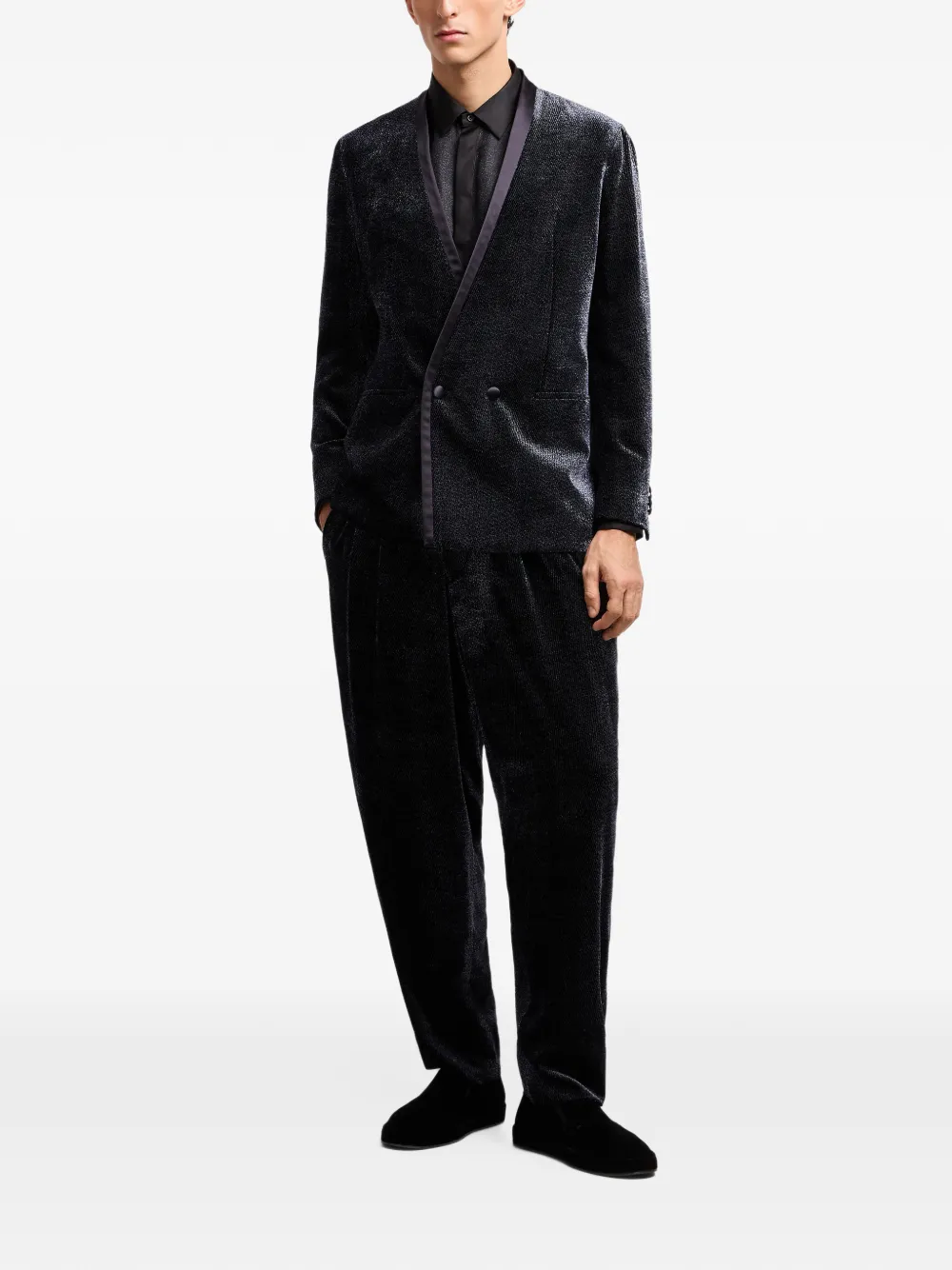 Giorgio Armani Glanzende geplooide broek Zwart