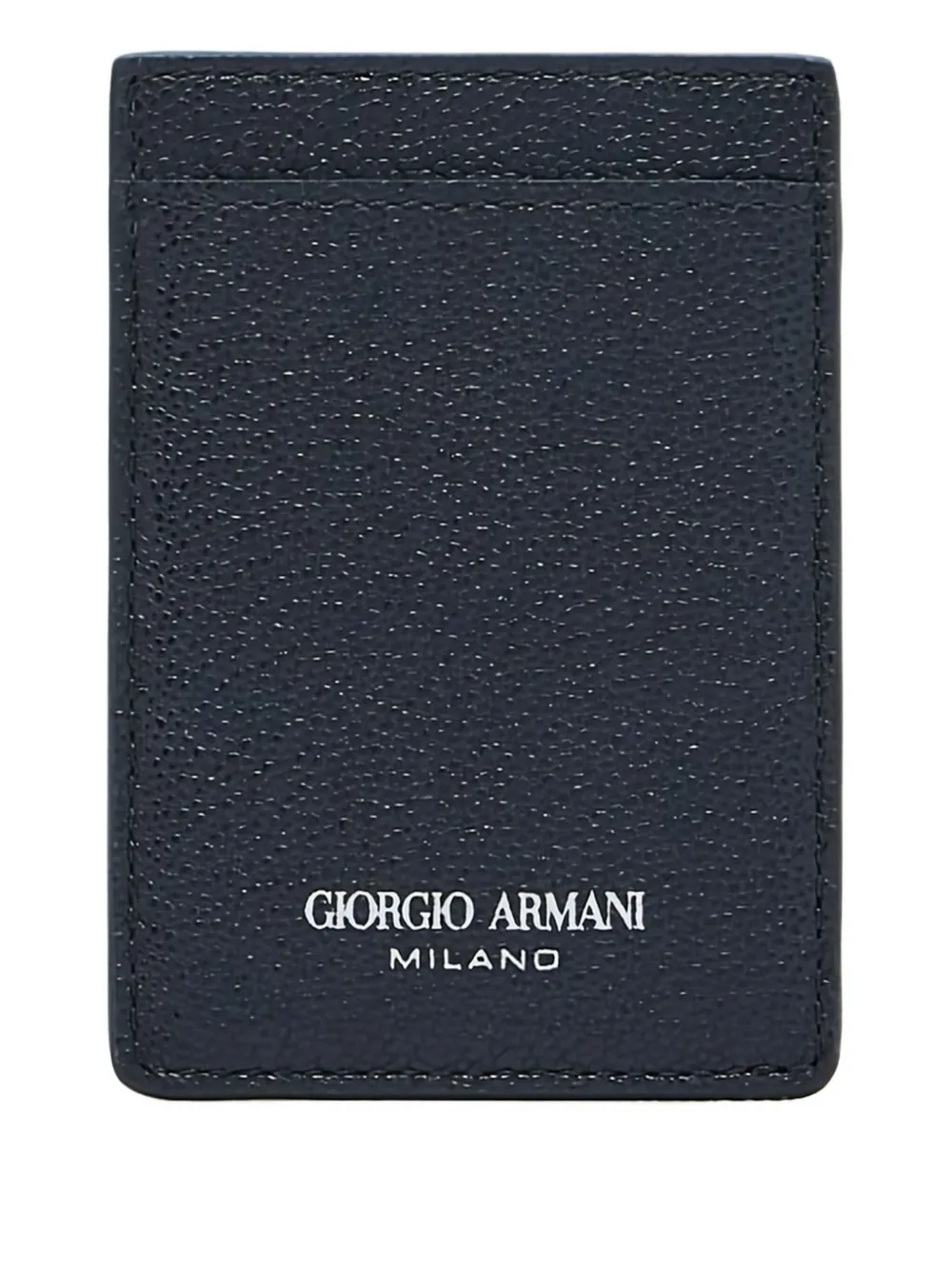 Giorgio Armani Leather Cardholder In Blue