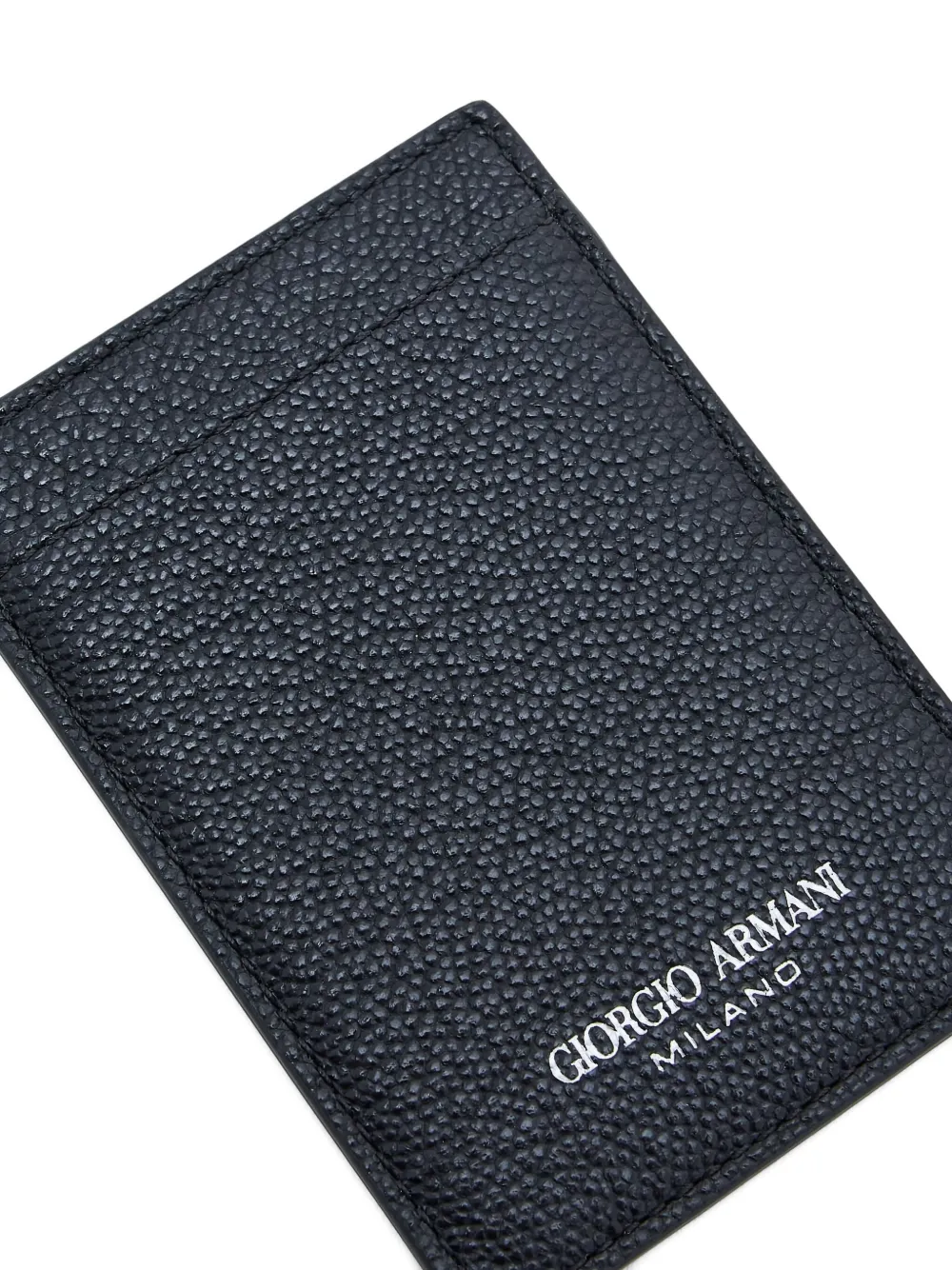 Giorgio Armani Leather Cardholder In Blue
