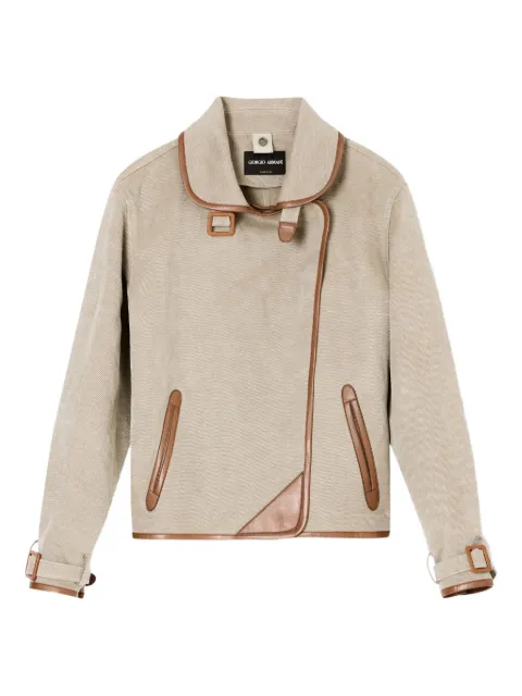 Giorgio Armani buckled-cuff contrast-trim jacket