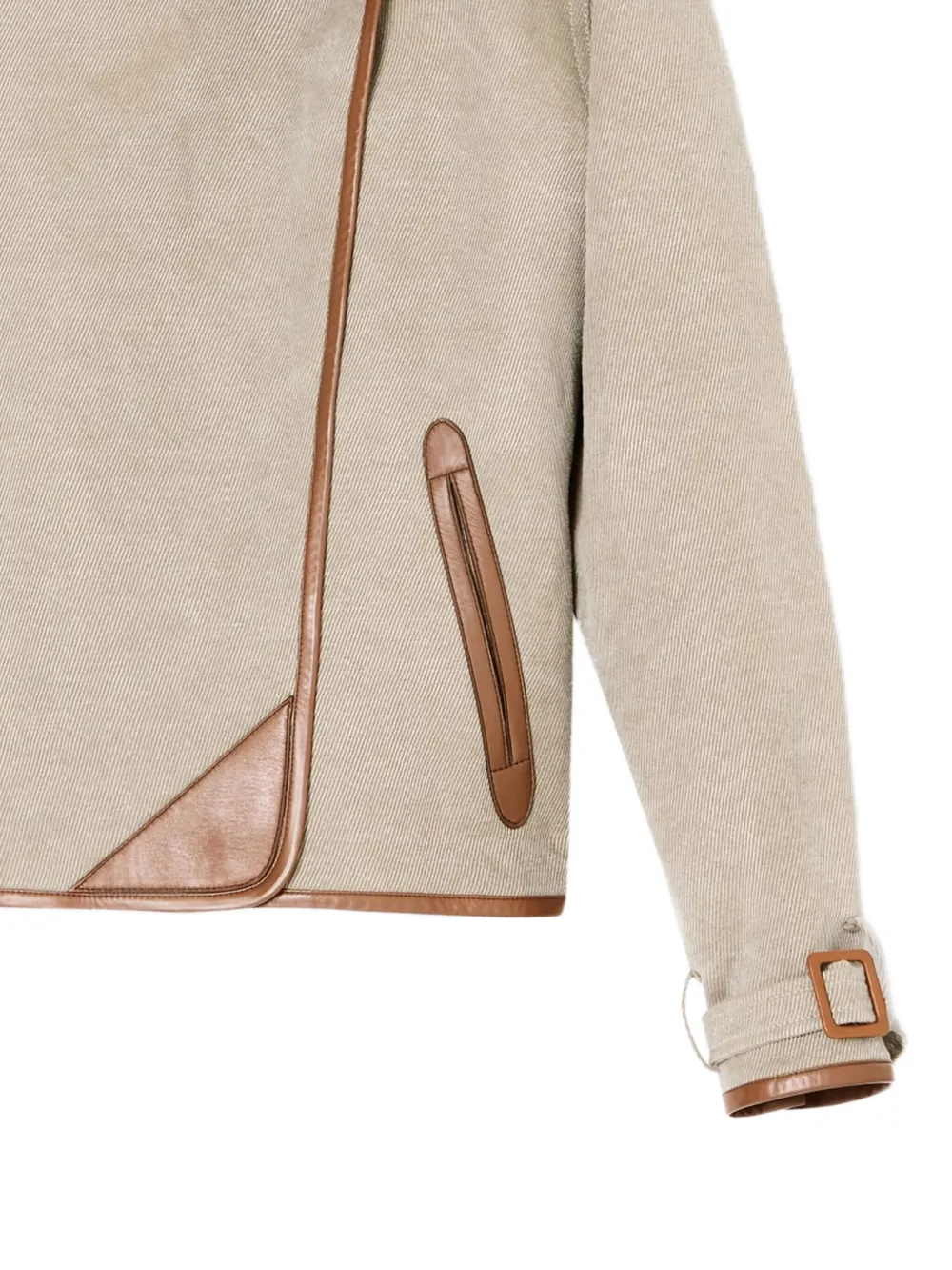 Giorgio Armani Buckled-cuff Contrast-trim Jacket In Brown