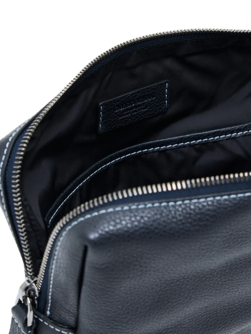 Giorgio Armani zipped leather wash bag - Blauw