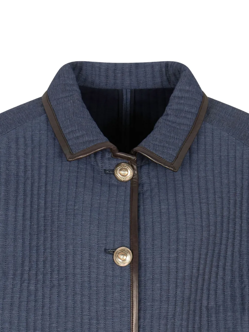 Giorgio Armani Buttoned Ribbed Jacket In Blue