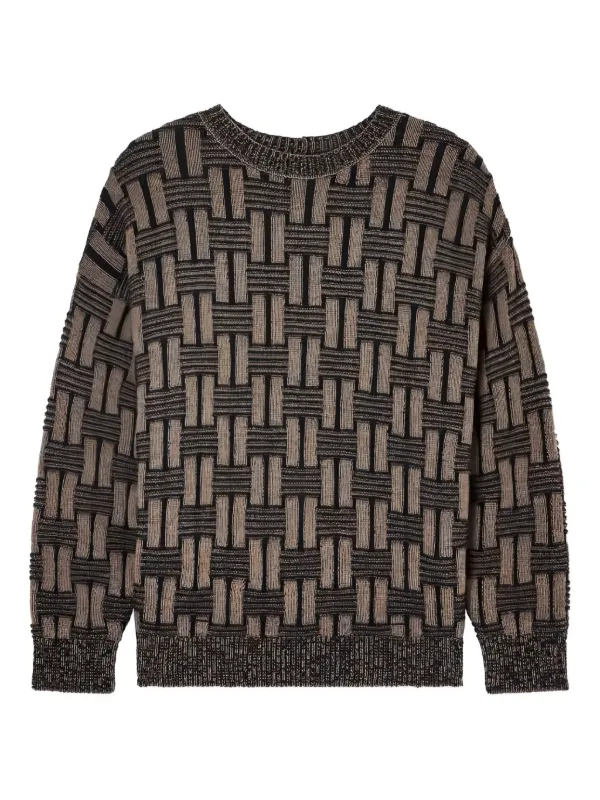 Giorgio Armani ダイヤモンドパターン ニット 48 Giorgio Armani クルーネック セーター | ブラウン | FARFETCH JP