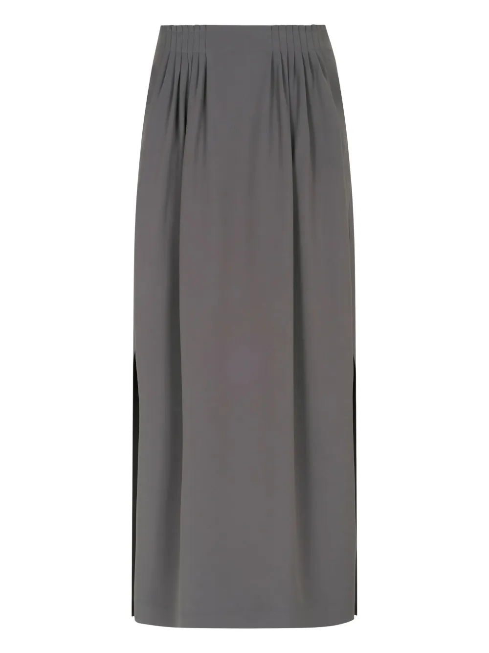Giorgio Armani pleated side-slit maxi skirt - Grigio