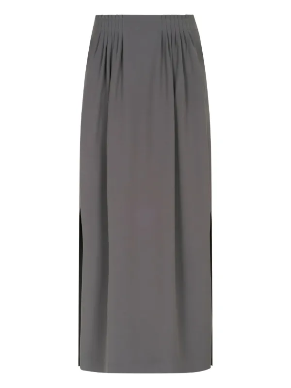 Giorgio Armani Pleated Side-slit Maxi Skirt in Grey