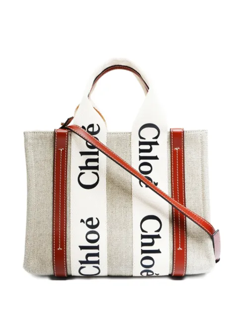 Chloé Pre-Owned 2020-2025 small Woody logo strap tote bag