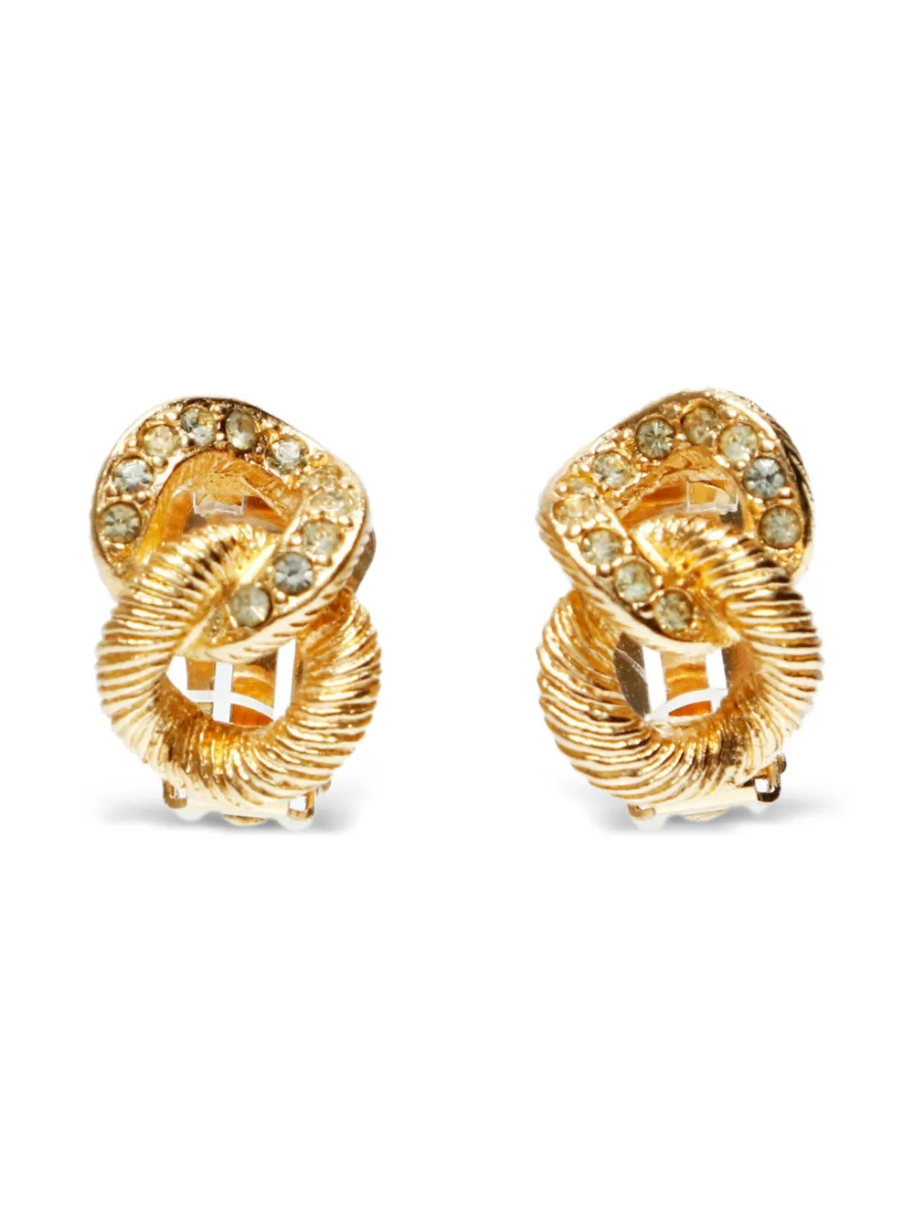 Christian Dior Pre-Owned 1970-1990s ラインストーン イヤリング - ゴールドトーン Christian Dior Pre-Owned 1970-1990s ラインストーン イヤリング - ゴールドトーン