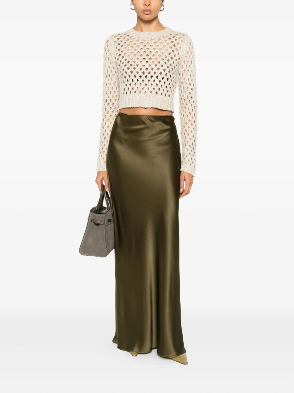 Brunello Cucinelli Open-knit Sequin Embellishment Sweater In Neutral