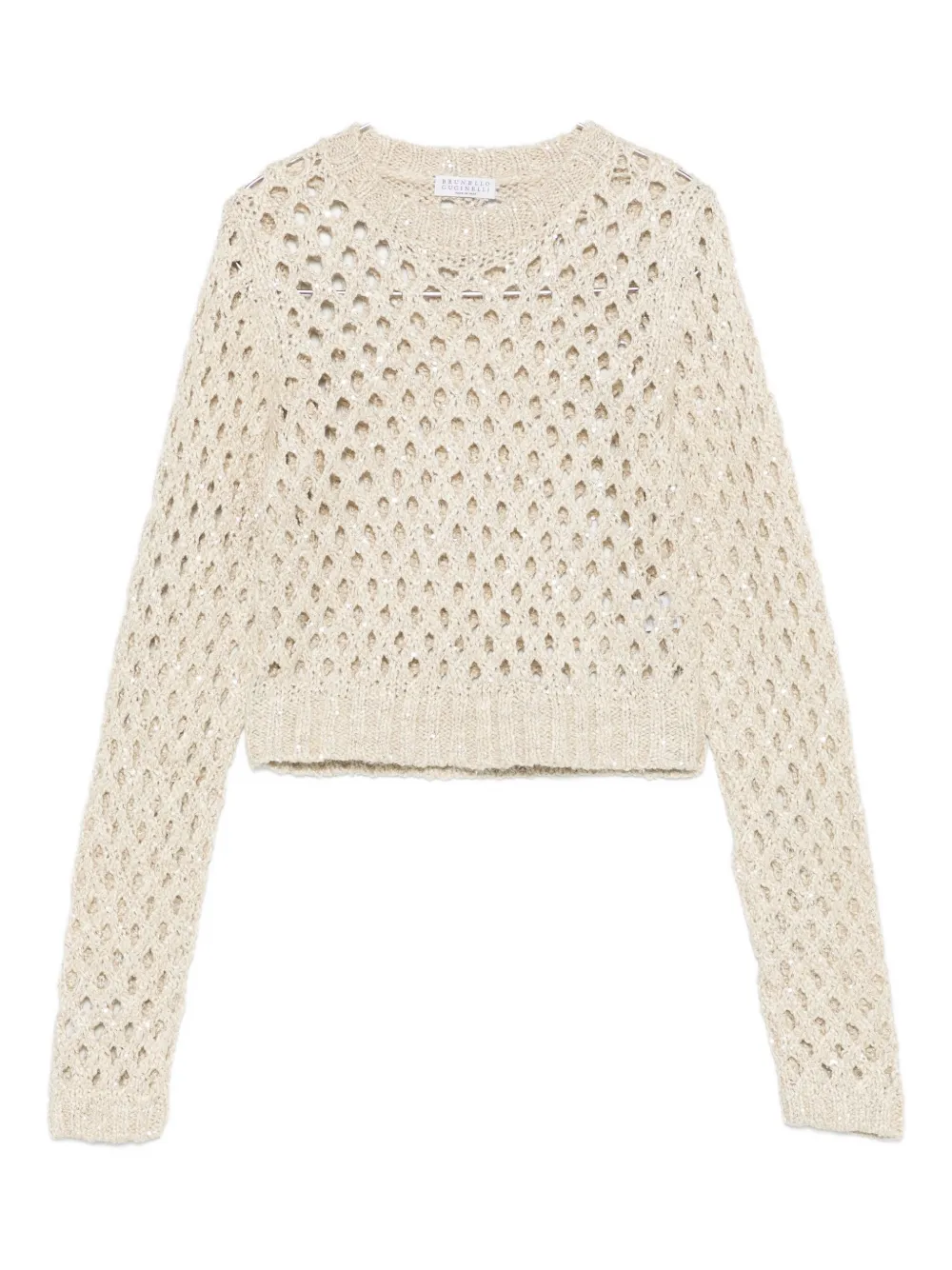 Brunello Cucinelli Open-knit Sequin Embellishment Sweater In Neutral