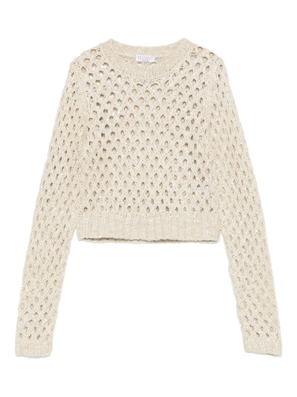 Brunello Cucinelli open-knit sequin embellishment sweater - ニュートラル Brunello Cucinelli open-knit sequin embellishment sweater - ニュートラル