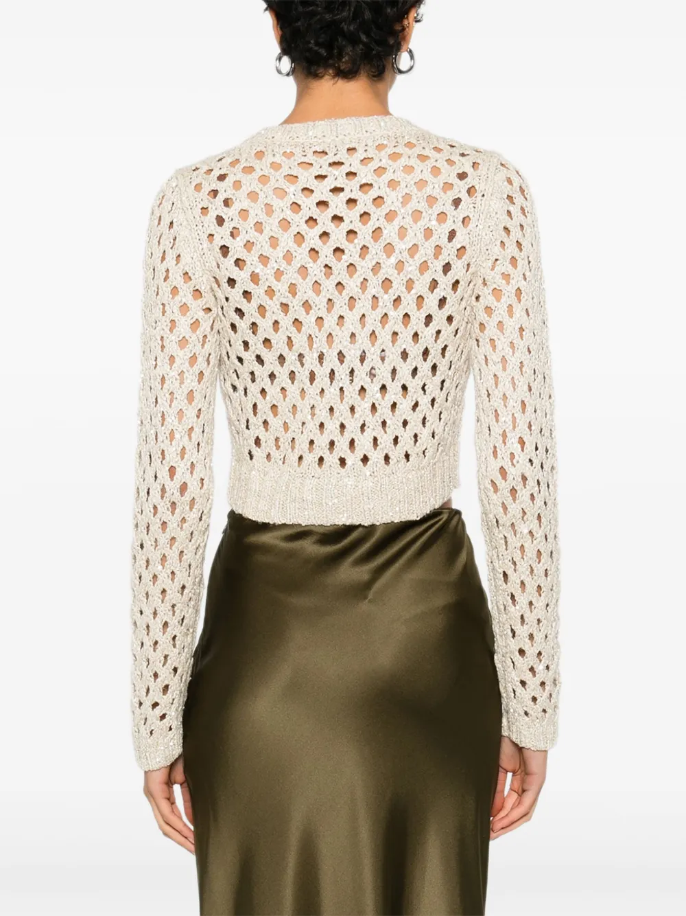 Brunello Cucinelli Opengebreide trui verfraaid met pailletten Beige