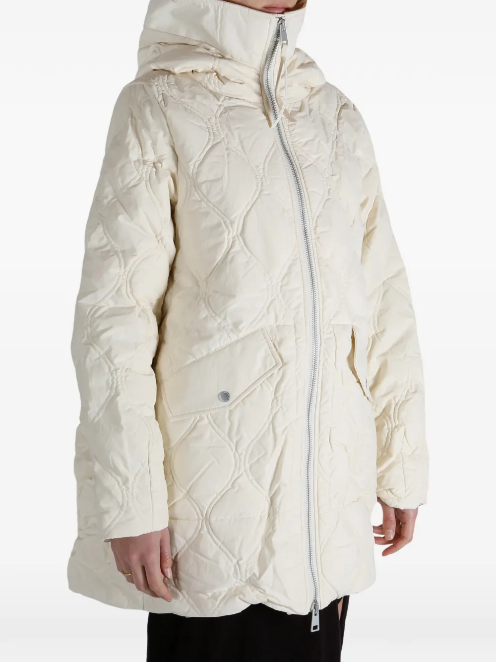 Canada Goose Quilted Hooded Coat In White