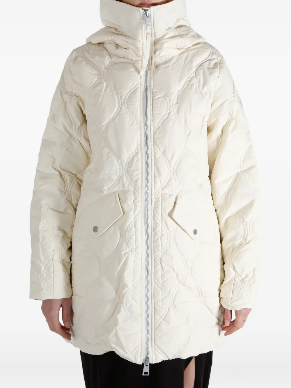 Canada Goose Quilted Hooded Coat In White