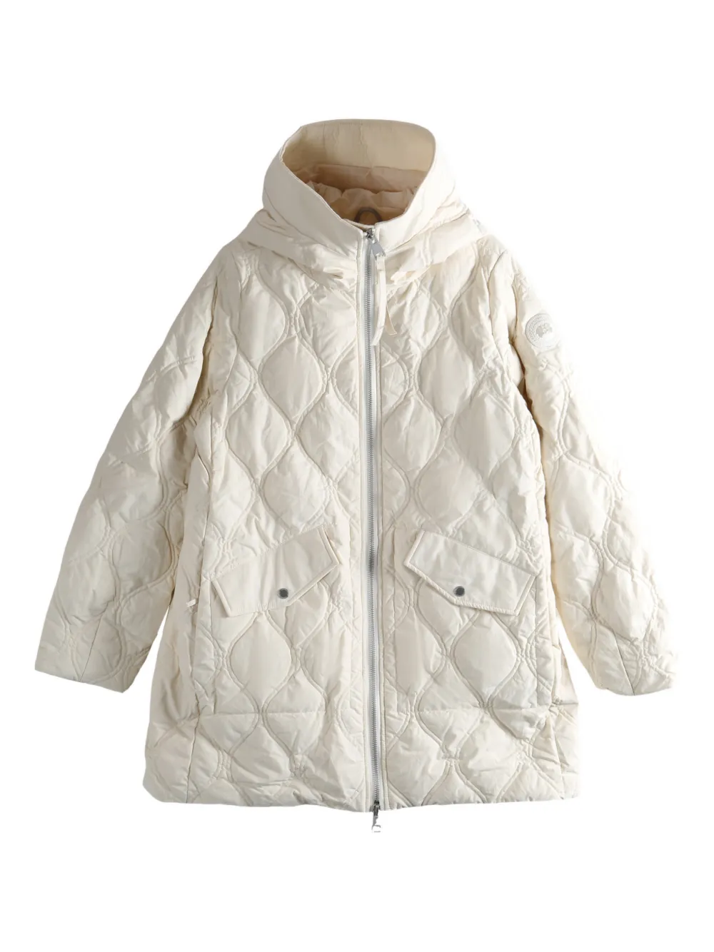 Canada Goose Quilted Hooded Coat In White