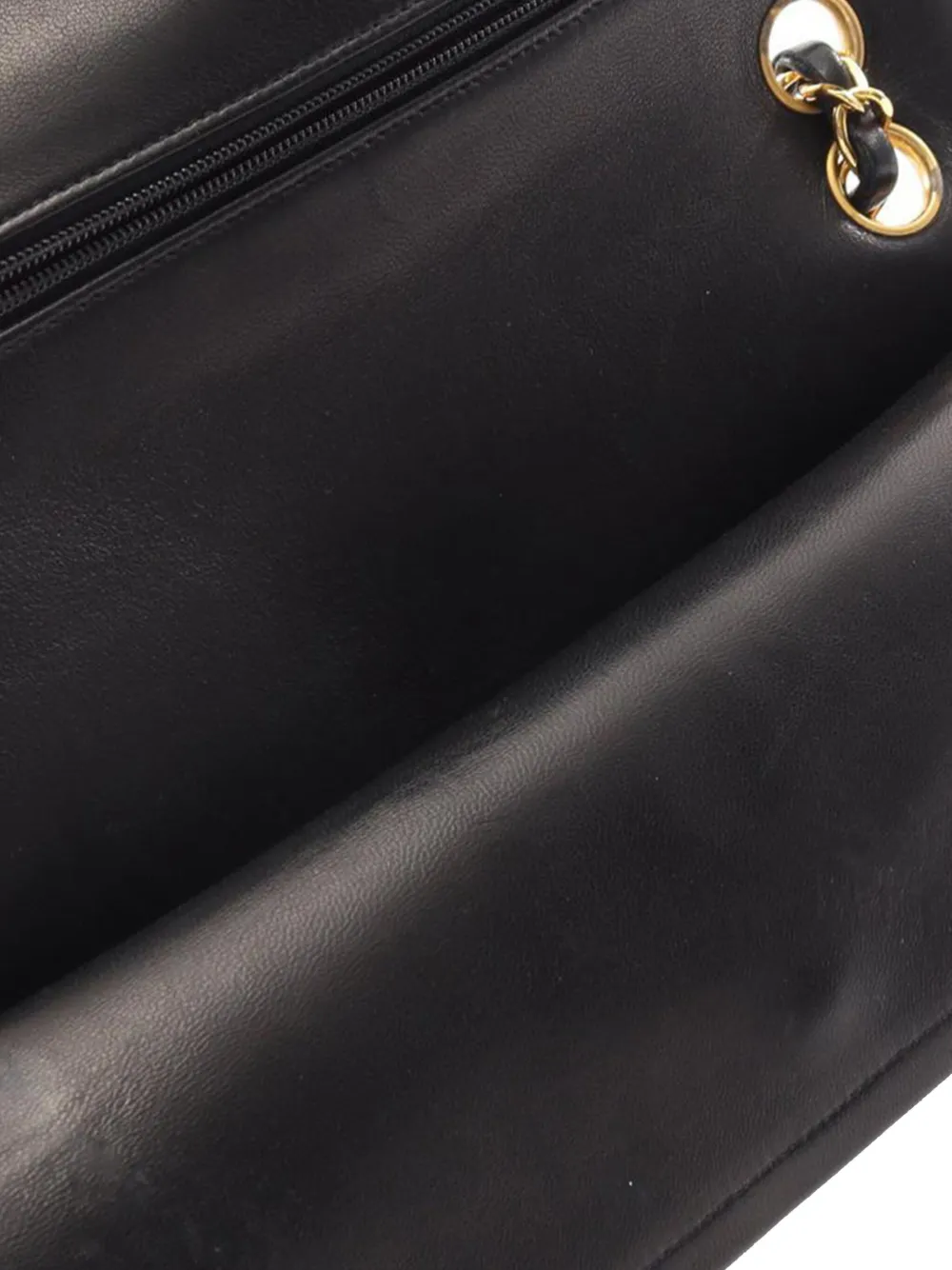 Pre-owned Chanel 1991-1994 Medium Classic Quilted Lambskin Double Flap Shoulder Bag In Black