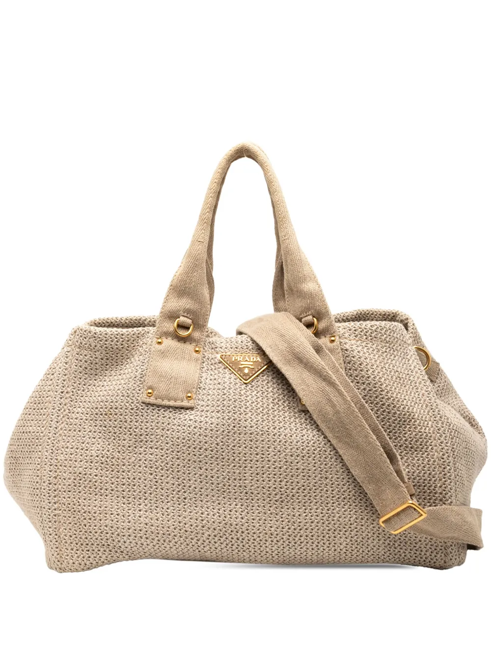 Pre-owned Prada 2000-2013 Canapa Linen Satchel In Brown