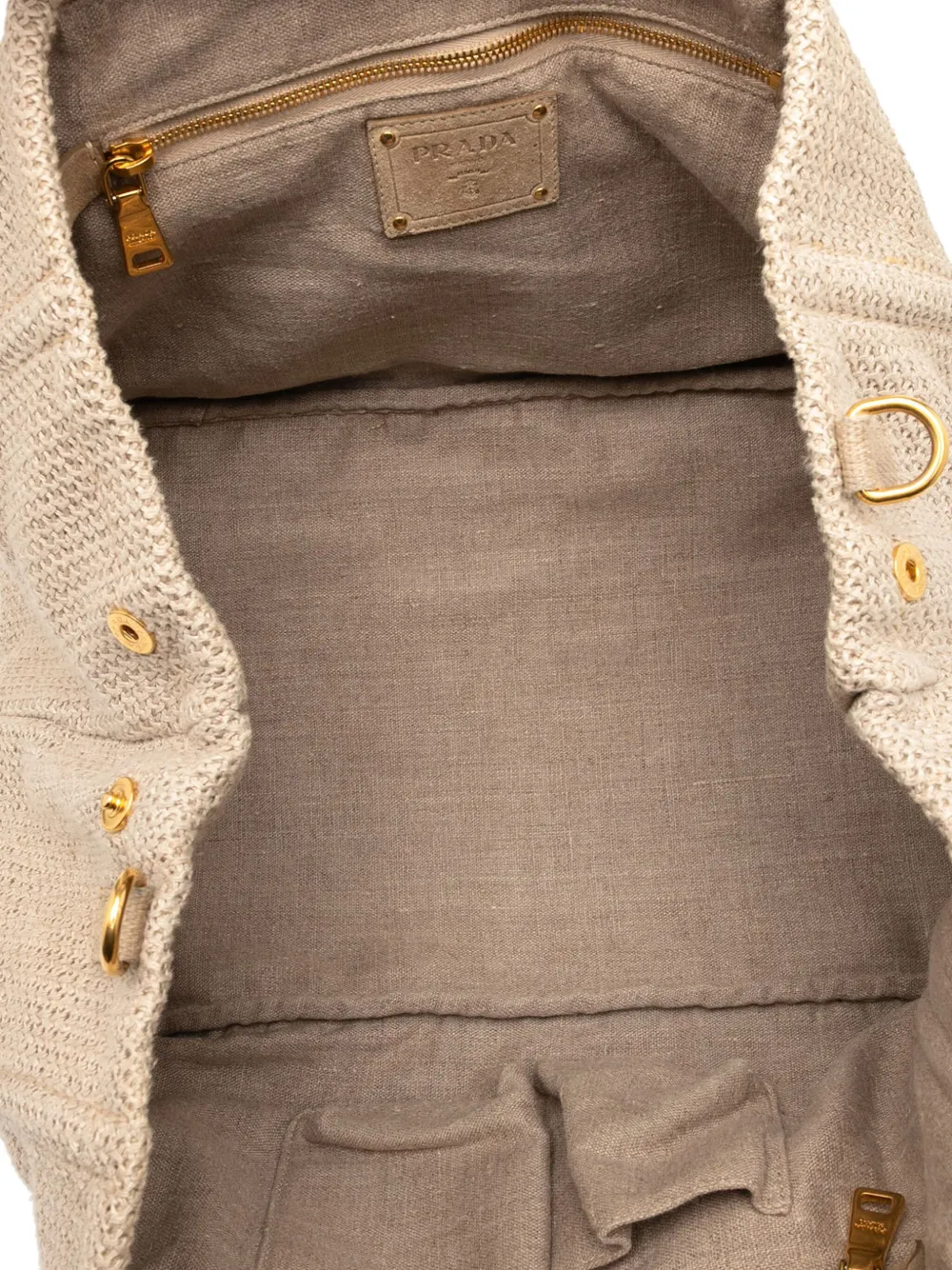 Pre-owned Prada 2000-2013 Canapa Linen Satchel In Brown
